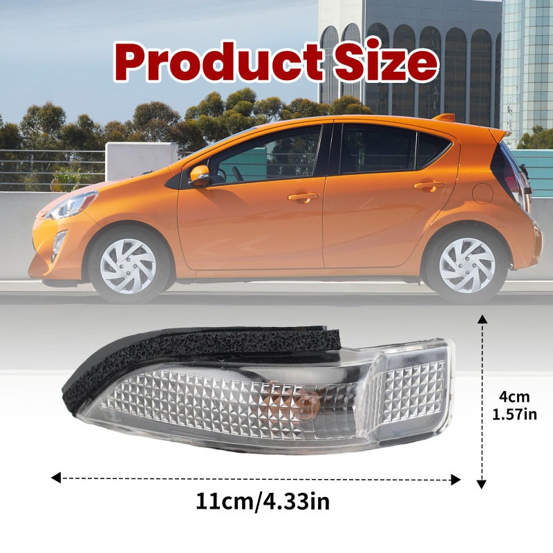 MZORANGE Car Rearview Mirror Turn Signal Indicator Light For Toyota Corolla/RAV4/Camry/Prius C/Avalon 2012 2013 2014 2015 2016 (Left Driver Side) - Image 3